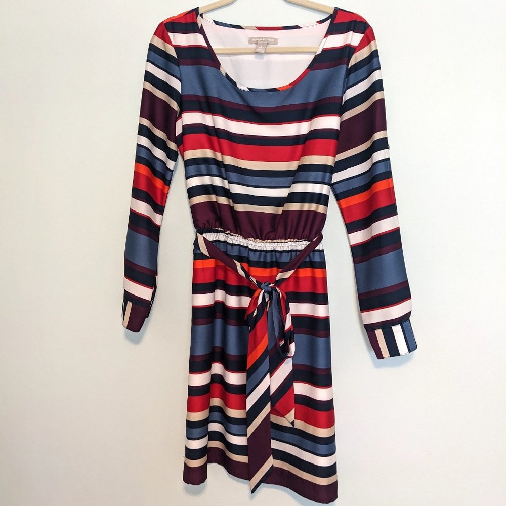 Banana Republic Striped Belted Dress, Sz 8